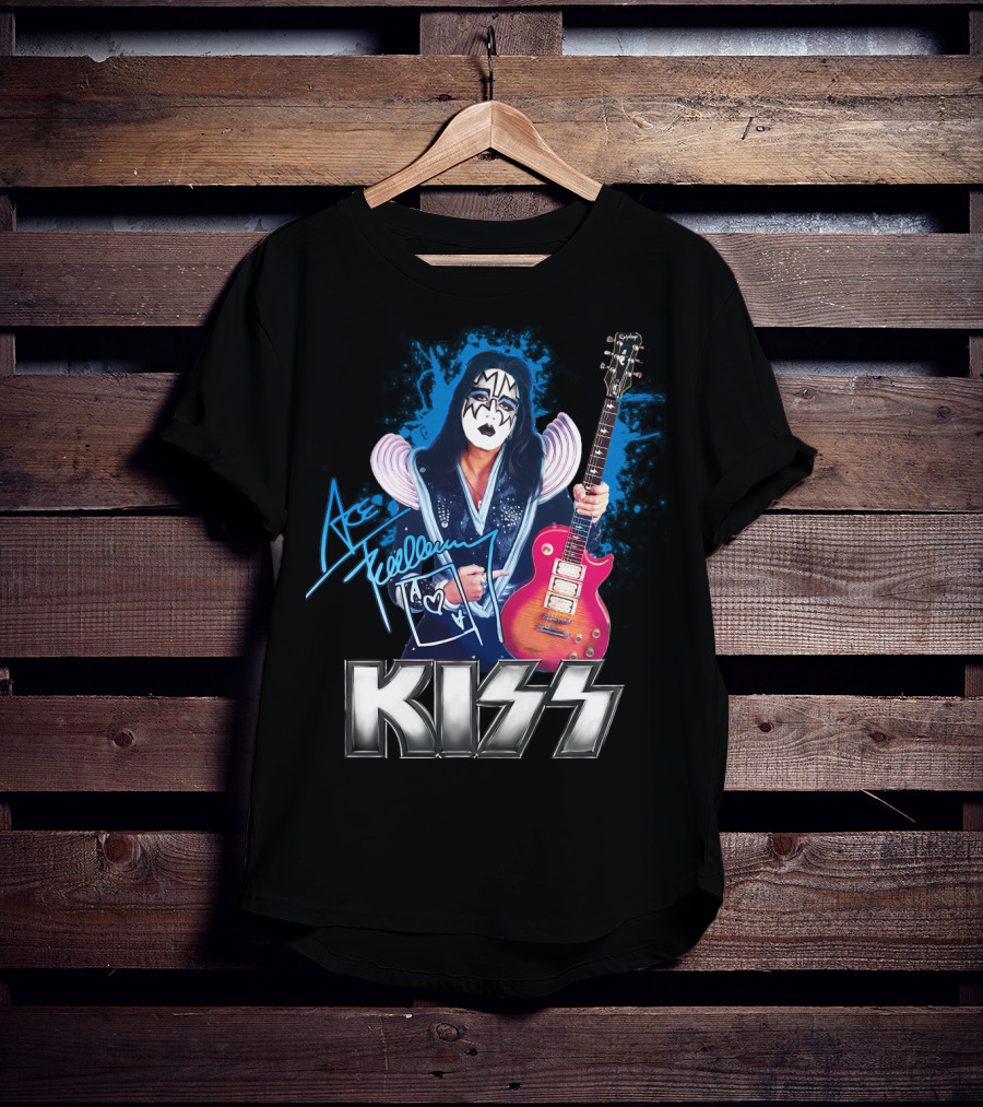 Kiss Ace Frehley Signature Graphic Guitar Art T-Shirt