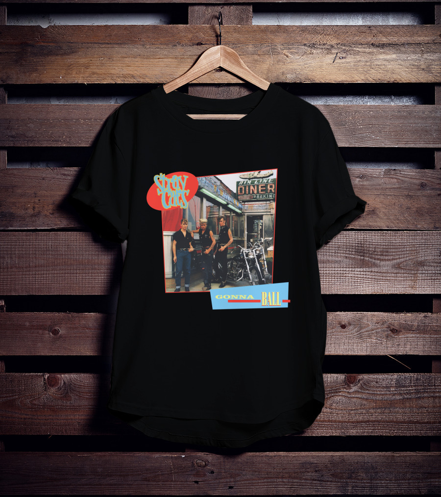 Stray Cats Gonna Ball Fine Line Diner Parking T-Shirt