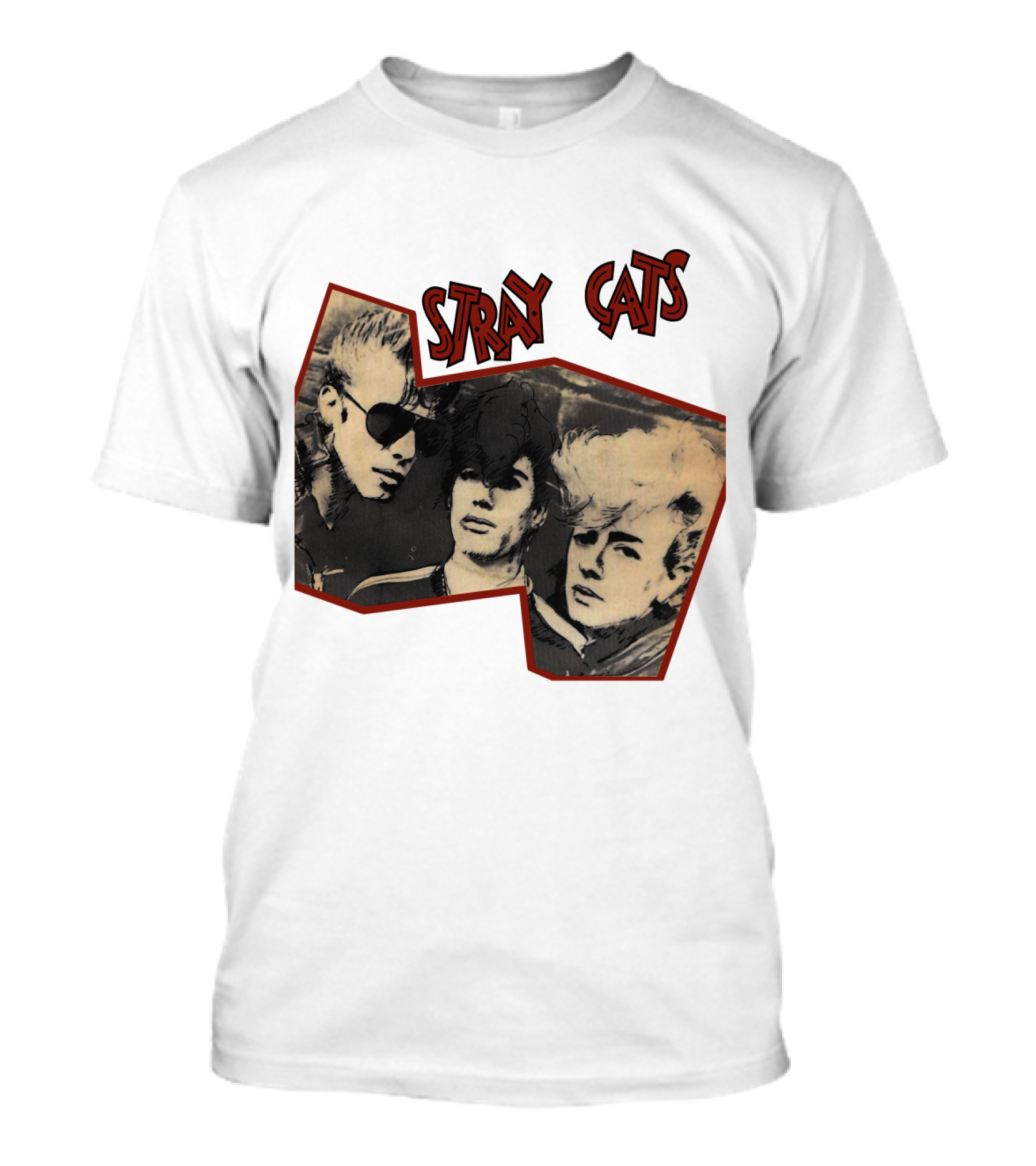 Stray Cats Rockabilly Band Vintage Photo Style T-Shirt