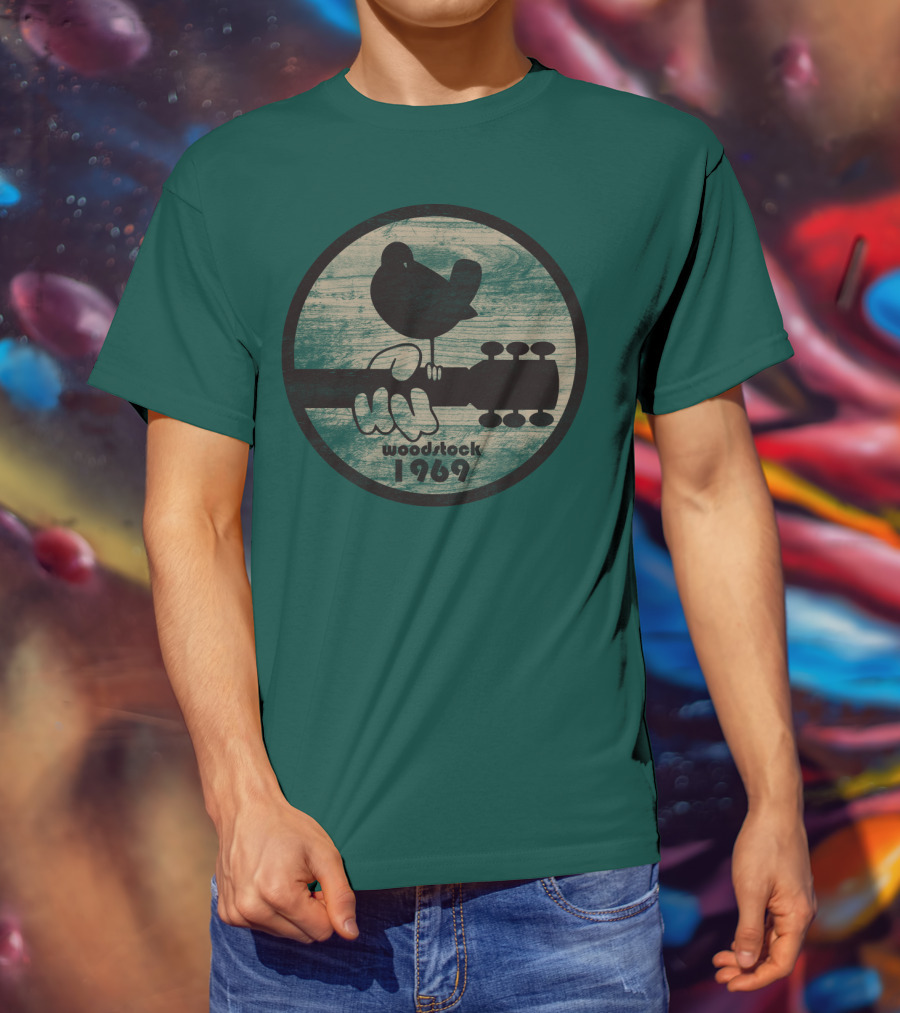 Woodstock 1969 Vintage Bird On Guitar T-Shirt