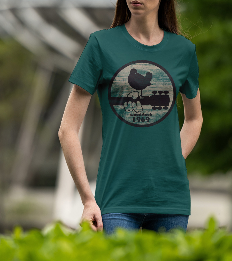 Woodstock 1969 Vintage Bird On Guitar T-Shirt