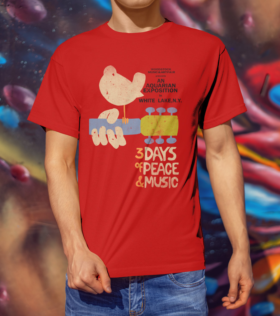 Woodstock Music & Art Fair Presents An Aquarian Exposition In White Lake N.y. 3 Days Of Peace & Music T-Shirt