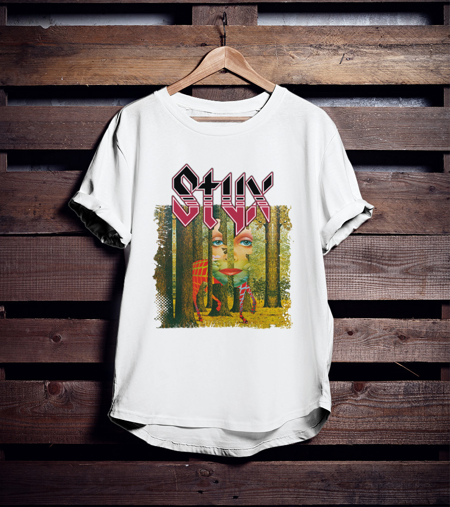 Styx Band Logo And Surreal Forest Face Art T-Shirt