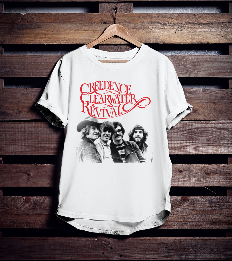 Creedence Clearwater Revival Band Photo Red T-Shirt