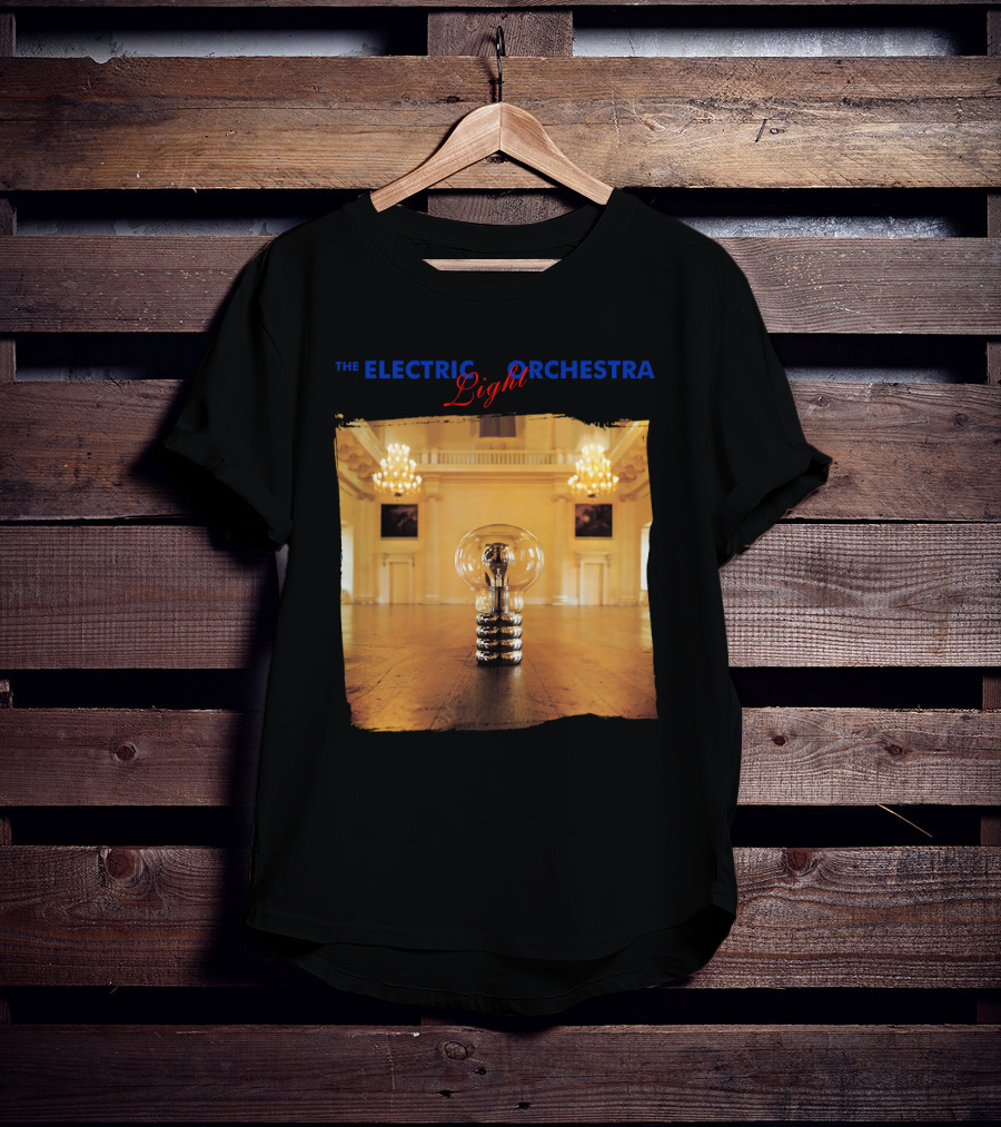 Electric Light Orchestra Lightbulb Room Chandelier Scene T-Shirt