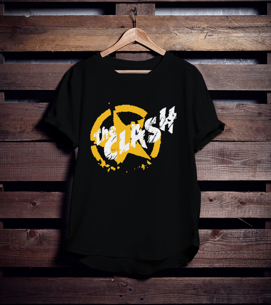 The Clash Star Logo Distressed Style Yellow And White T-Shirt