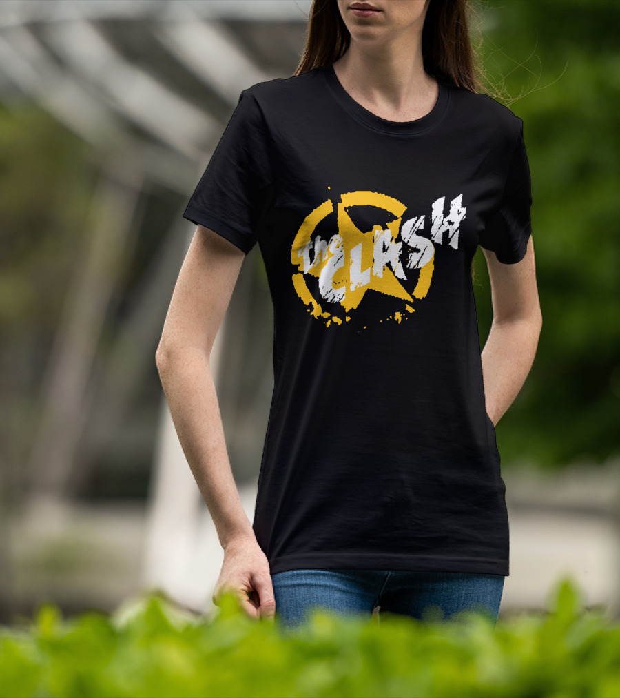 The Clash Star Logo Distressed Style Yellow And White T-Shirt