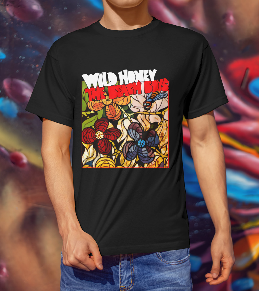 Wild Honey The Beach Boys Flowers And Bee Stained Glass Style T-Shirt