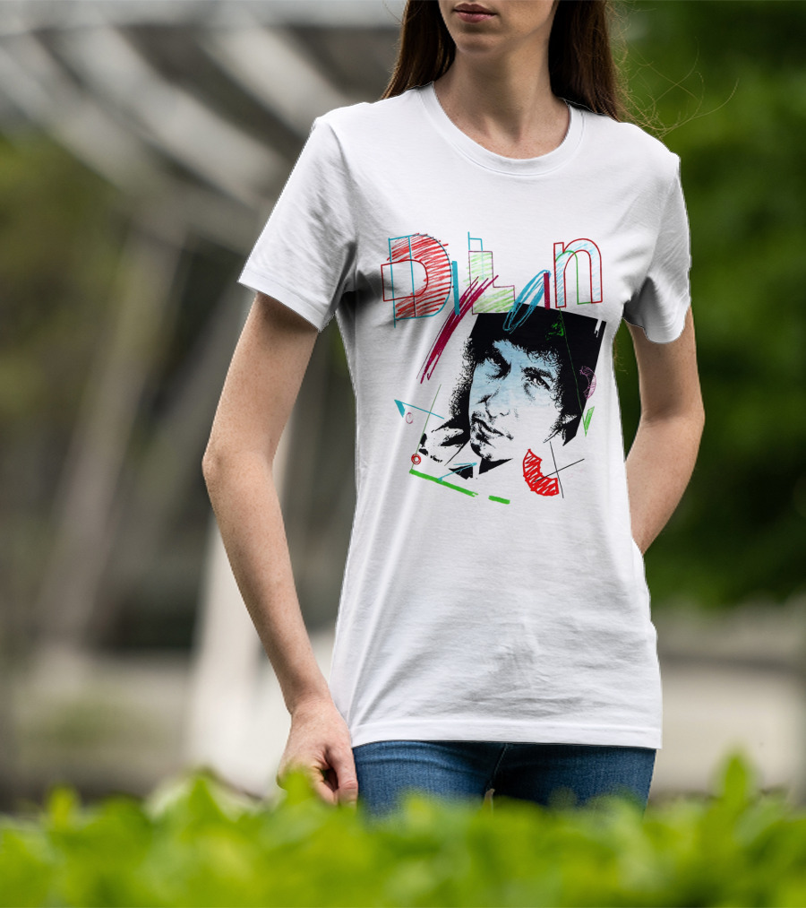 Dylan Graphic Portrait With Colorful Abstract Elements T-Shirt