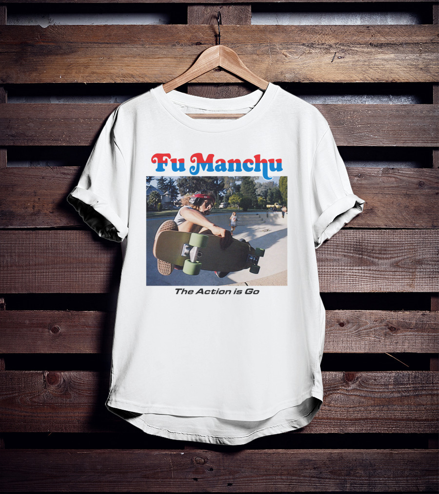 Fu Manchu The Action Is Go Skateboarding Bowl Scene T-Shirt