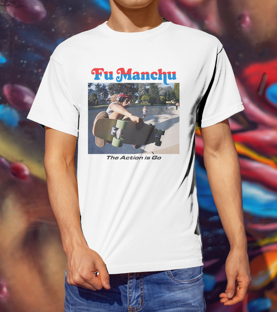Fu Manchu The Action Is Go Skateboarding Bowl Scene T-Shirt