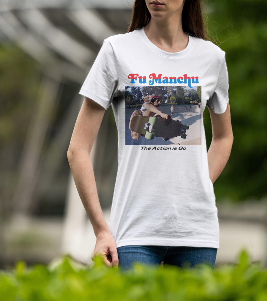 Fu Manchu The Action Is Go Skateboarding Bowl Scene T-Shirt