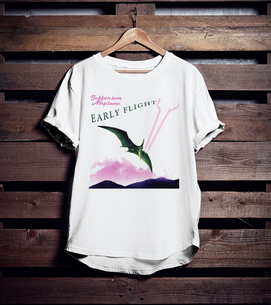 Jefferson Airplane Early Flight Pterosaur Pink Cloud T-Shirt