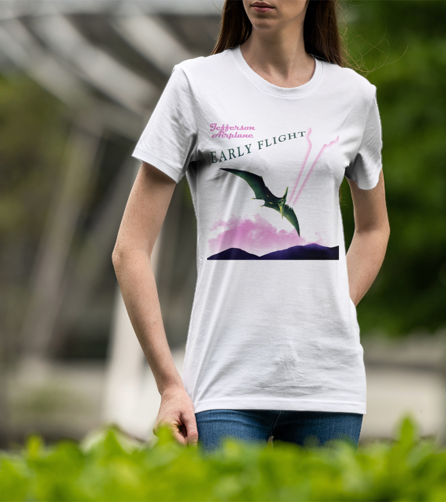 Jefferson Airplane Early Flight Pterosaur Pink Cloud T-Shirt
