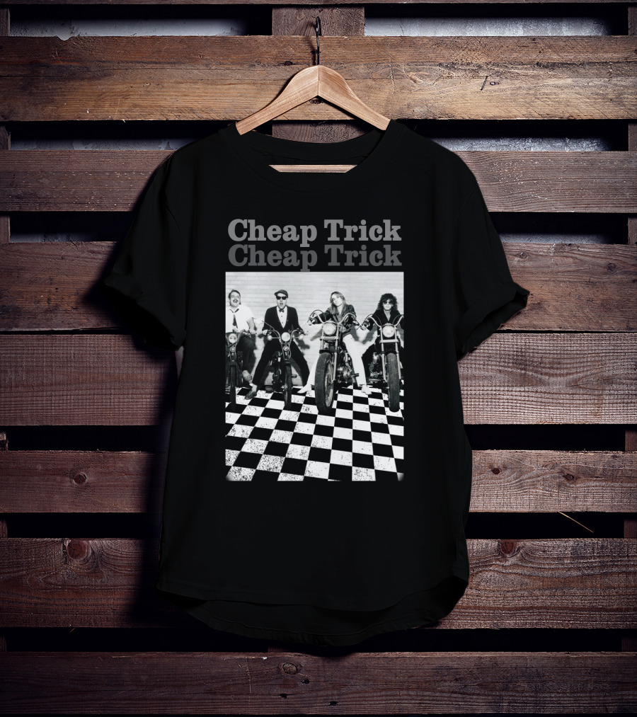 Cheap Trick Band Motorcycles Checkered Floor T-Shirt
