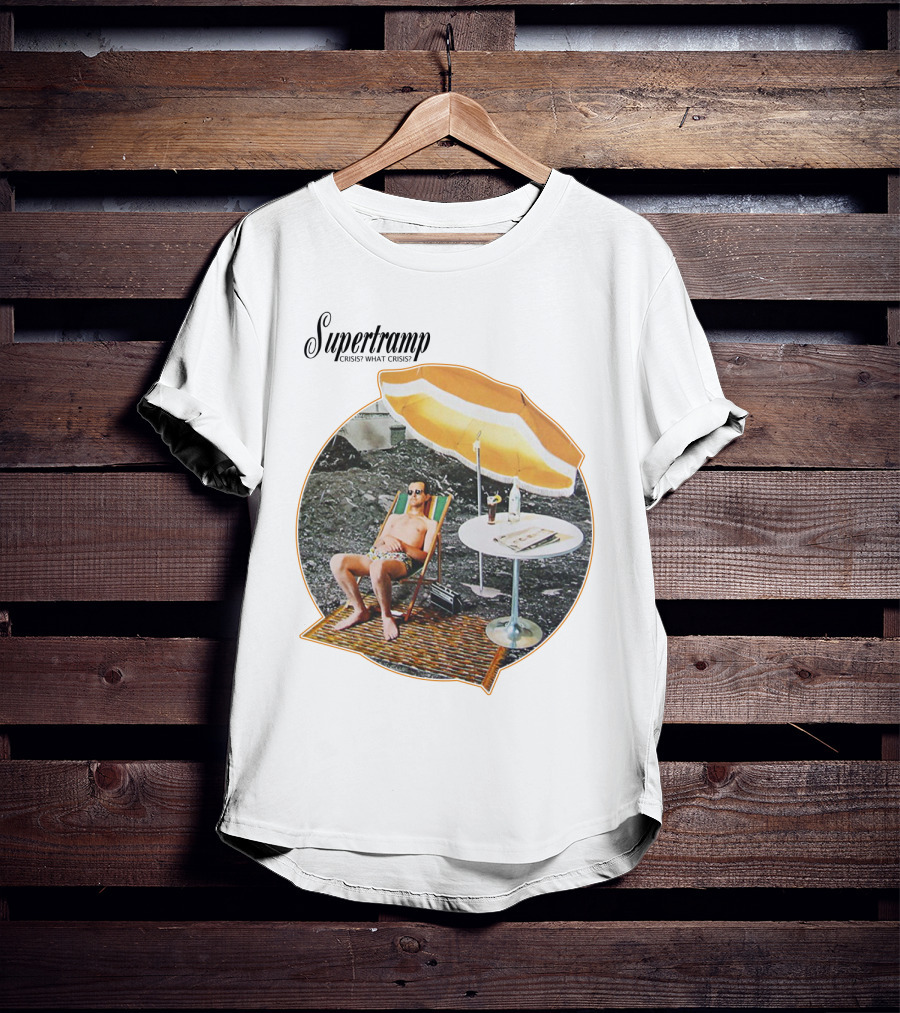 Supertramp Crisis? What Crisis? 1975 Album Art Beach Scene T-Shirt