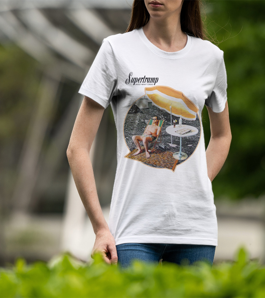 Supertramp Crisis? What Crisis? 1975 Album Art Beach Scene T-Shirt