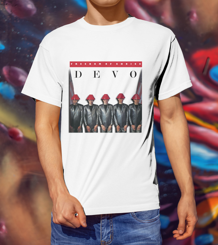 Freedom Of Choice Devo Red Hat Band Members T-Shirt