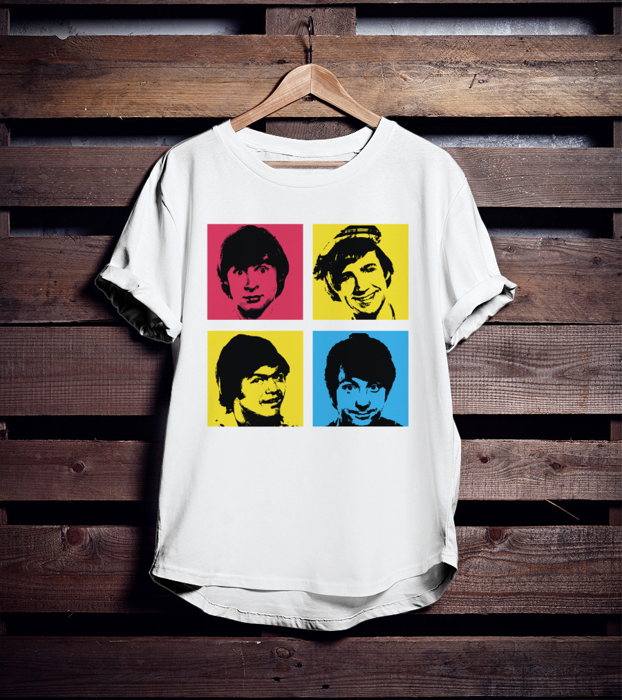 Pop Art Faces In Red Yellow Blue T-Shirt