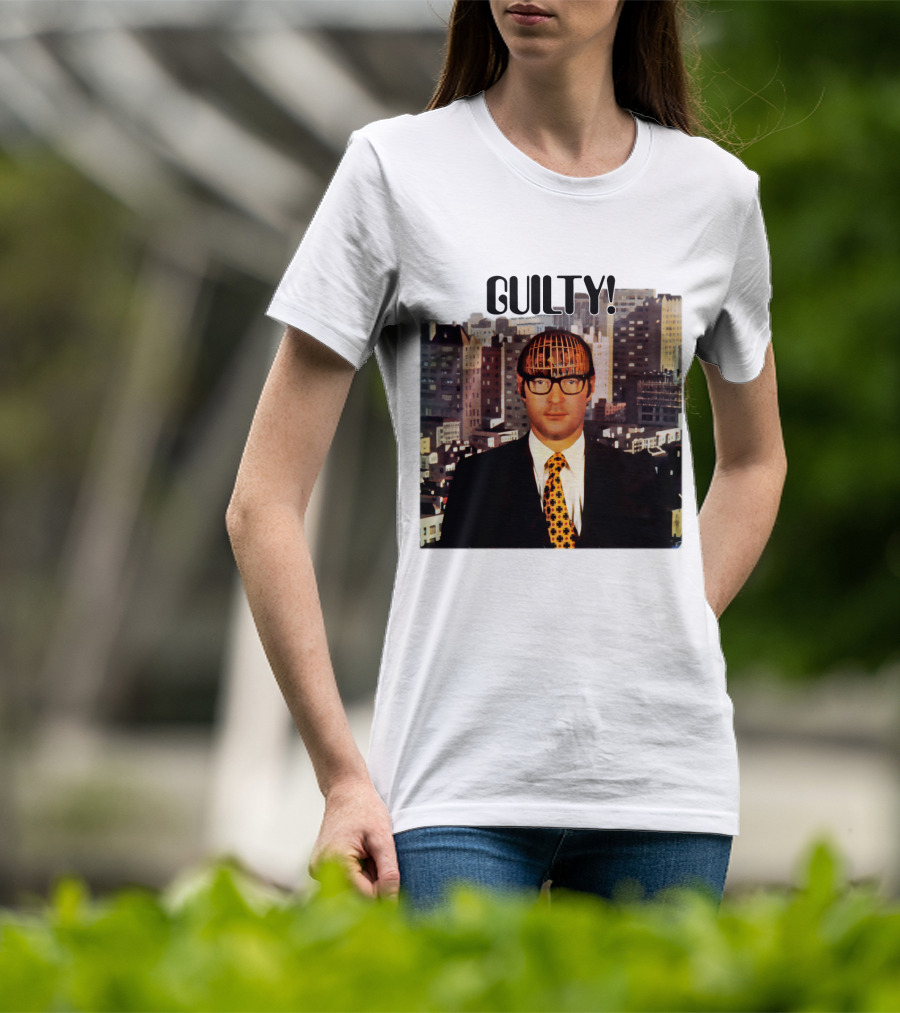 Guilty! Man With Cityscape Cage Head T-Shirt