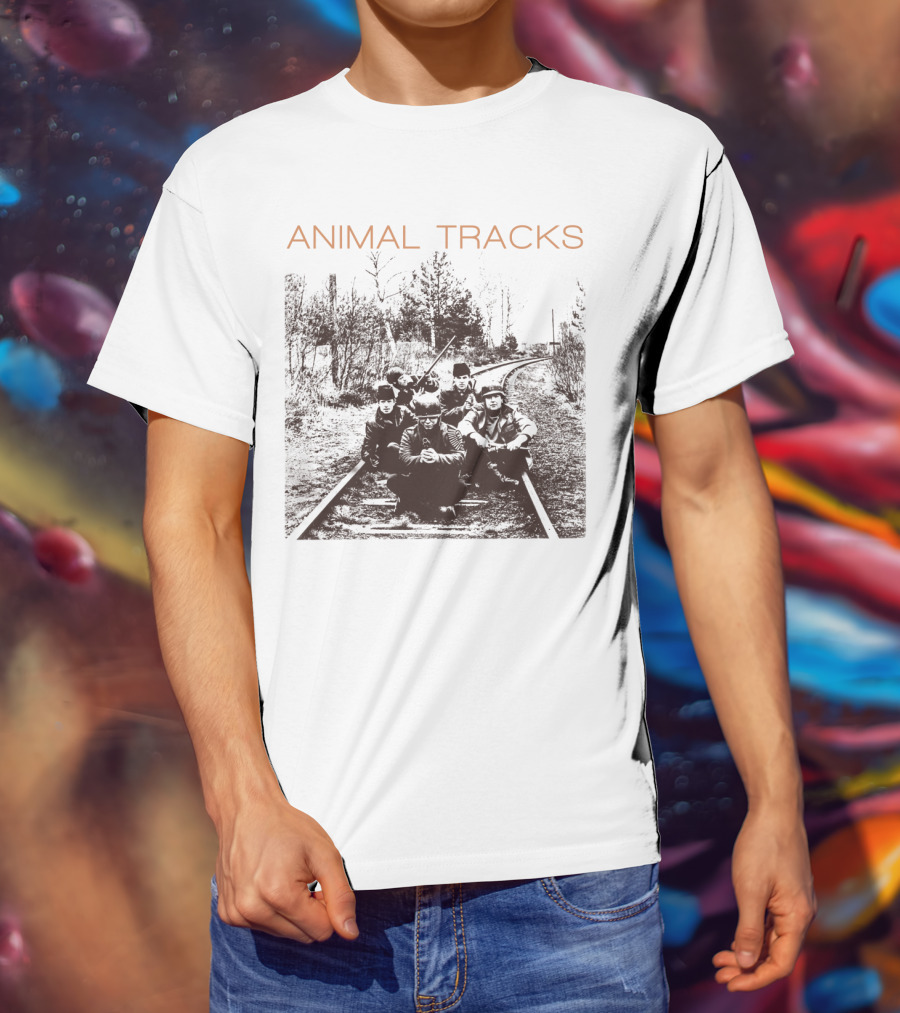 Animal Tracks Vintage Railroad Photo T-Shirt