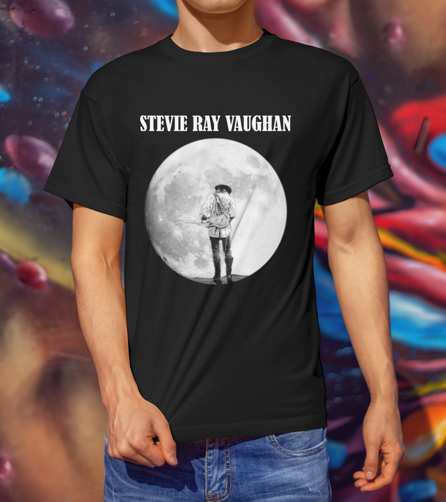 Stevie Ray Vaughan Moon Guitar Silhouette T-Shirt