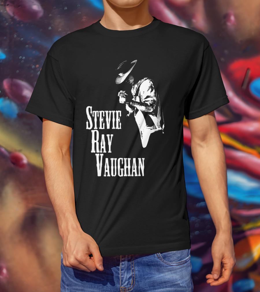 Stevie Ray Vaughan Black And White Silhouette T-Shirt