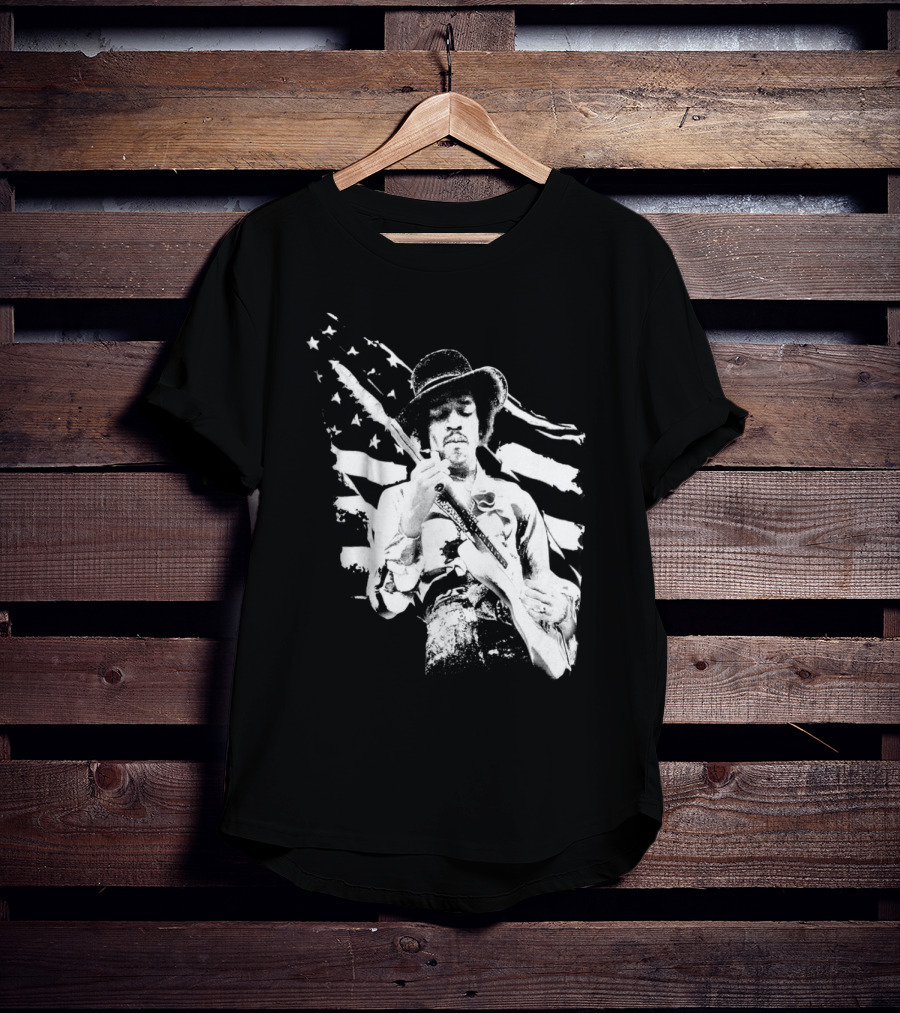 Jimi Hendrix American Flag Guitar Tribute T-Shirt