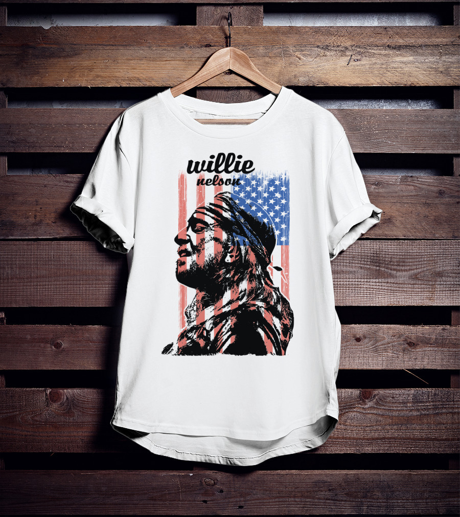 Willie Nelson American Flag Profile T-Shirt