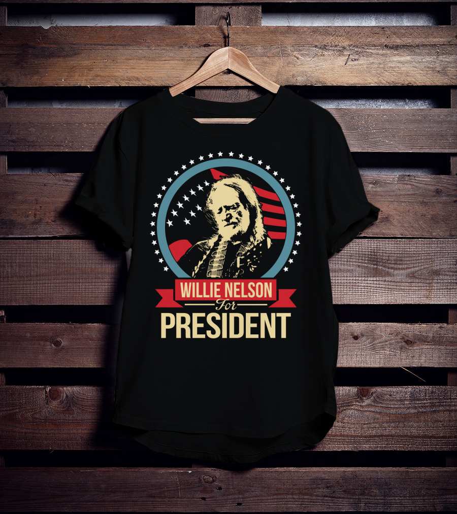 Willie Nelson For President American Flag Stars T-Shirt