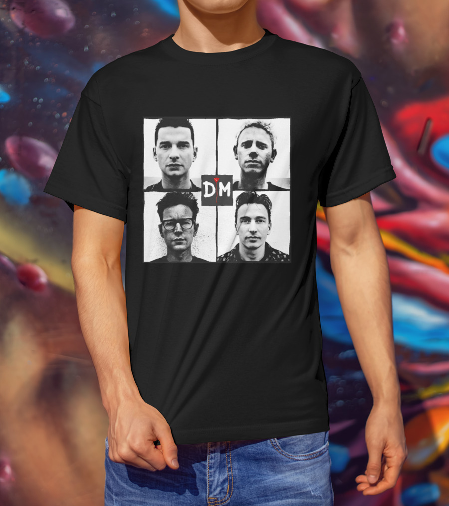 Depeche Mode Band Members Black And White Square Grid D M T-Shirt