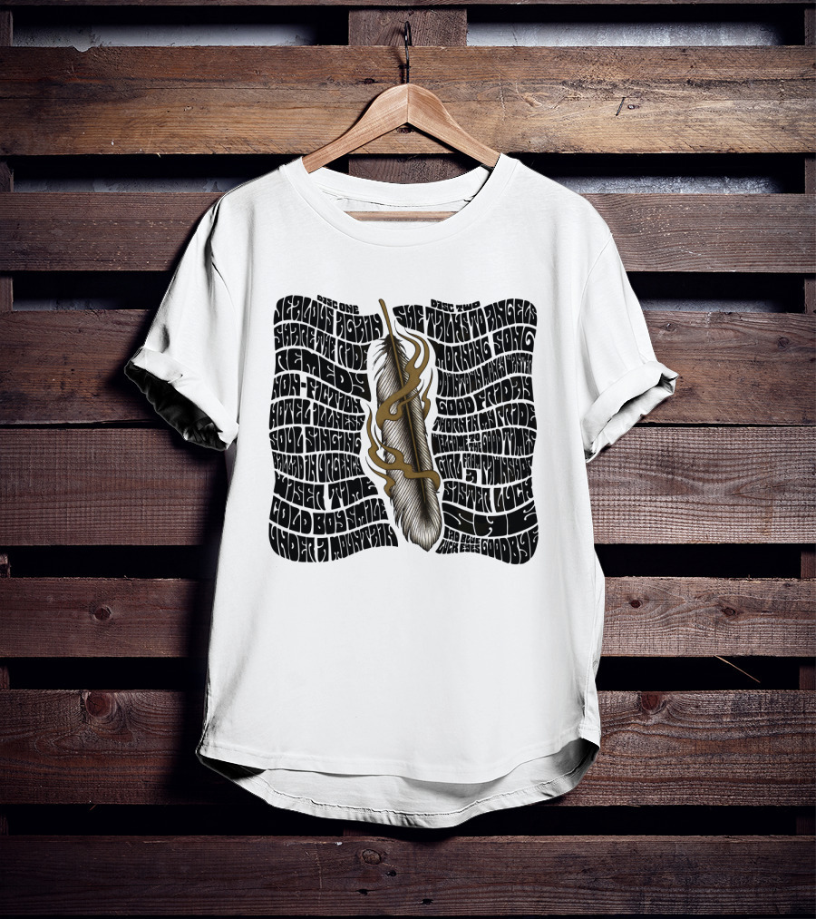 Serious Poetry She Talks To Angels Remedy Cold Roses Feather Artwork T-Shirt