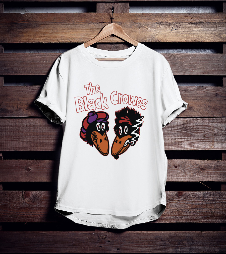 The Black Crowes Cartoon Band Logo Two Characters Smoking T-Shirt