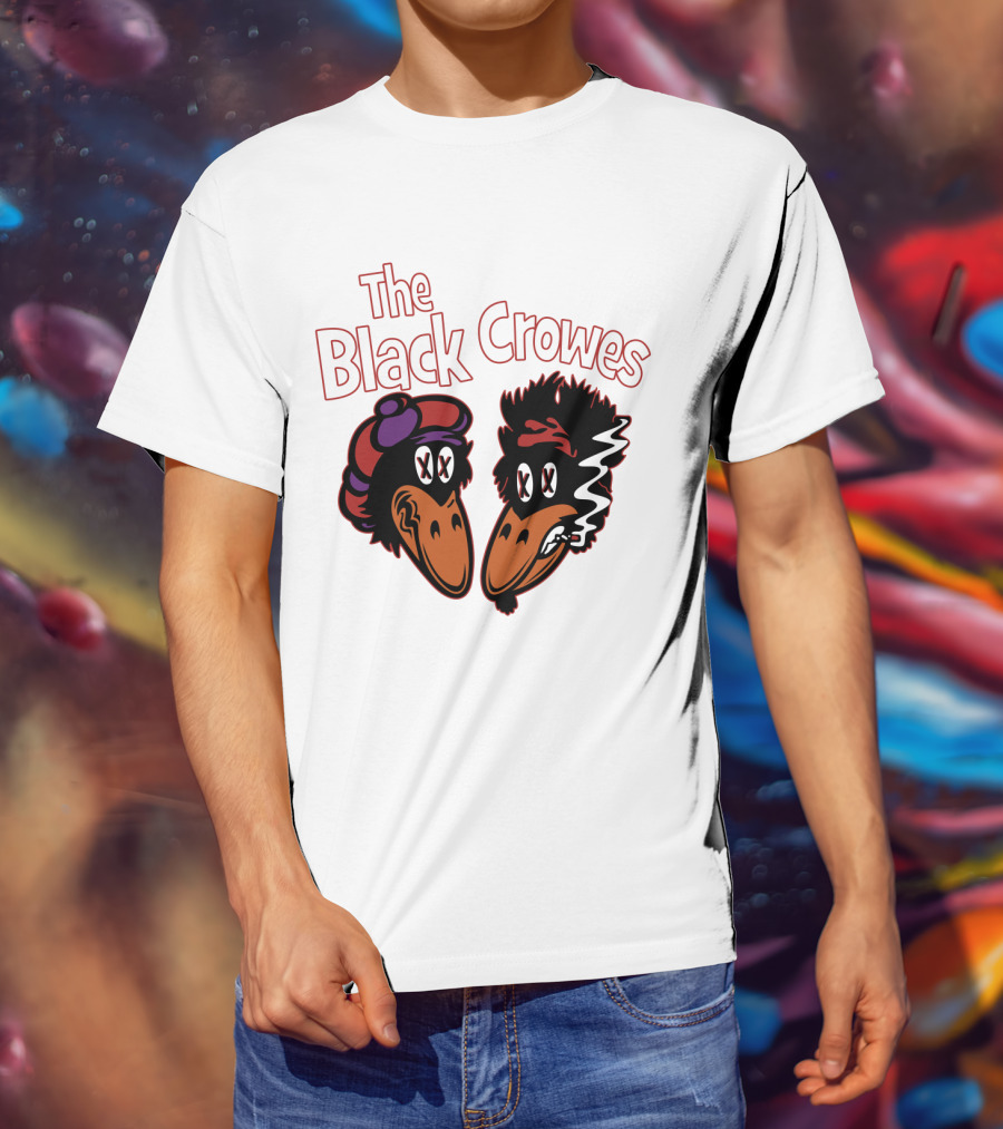 The Black Crowes Cartoon Band Logo Two Characters Smoking T-Shirt