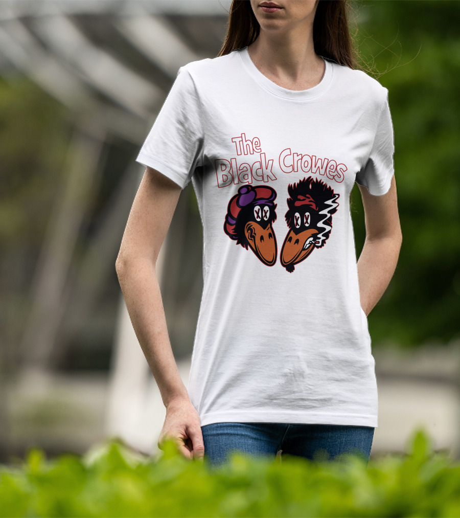 The Black Crowes Cartoon Band Logo Two Characters Smoking T-Shirt