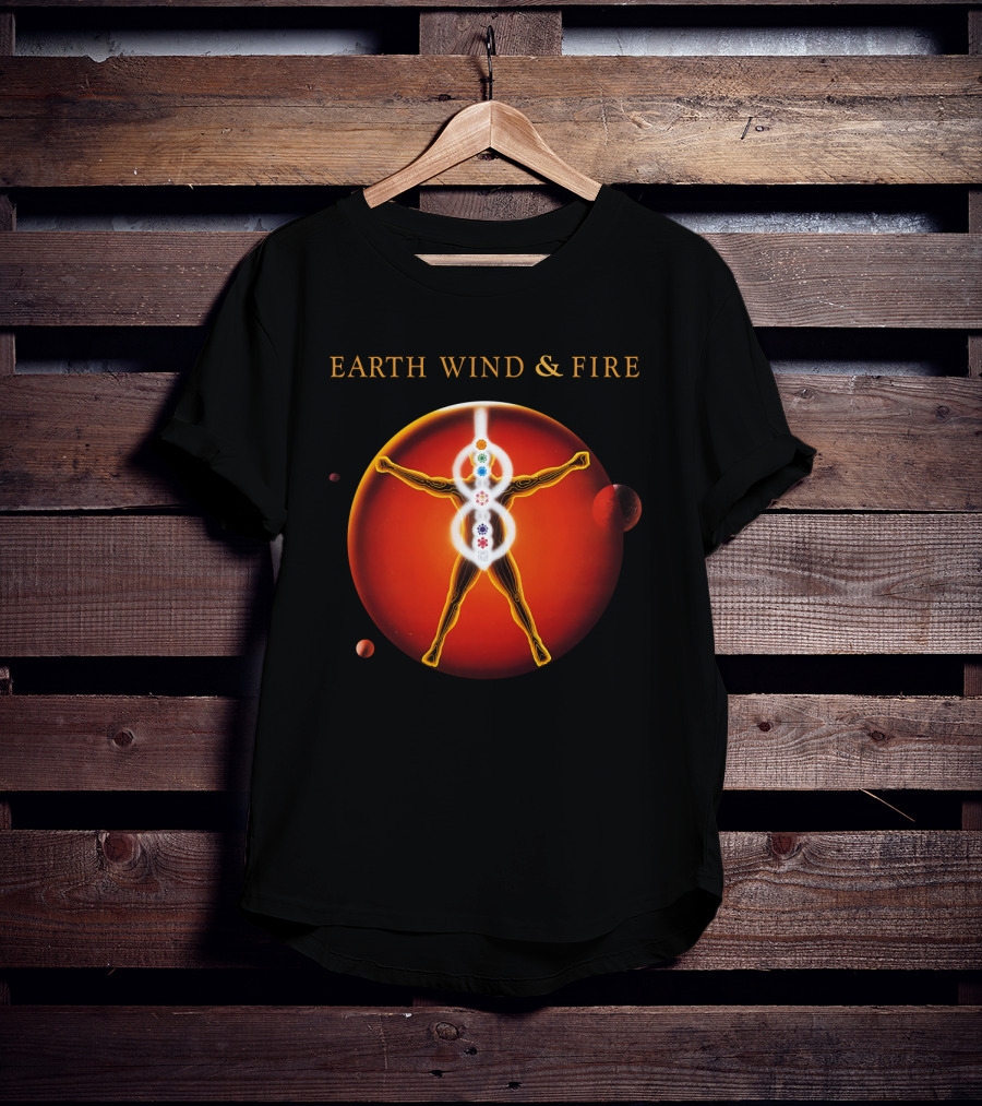 Earth Wind & Fire Ewf Human Chakra On Planet Red T-Shirt