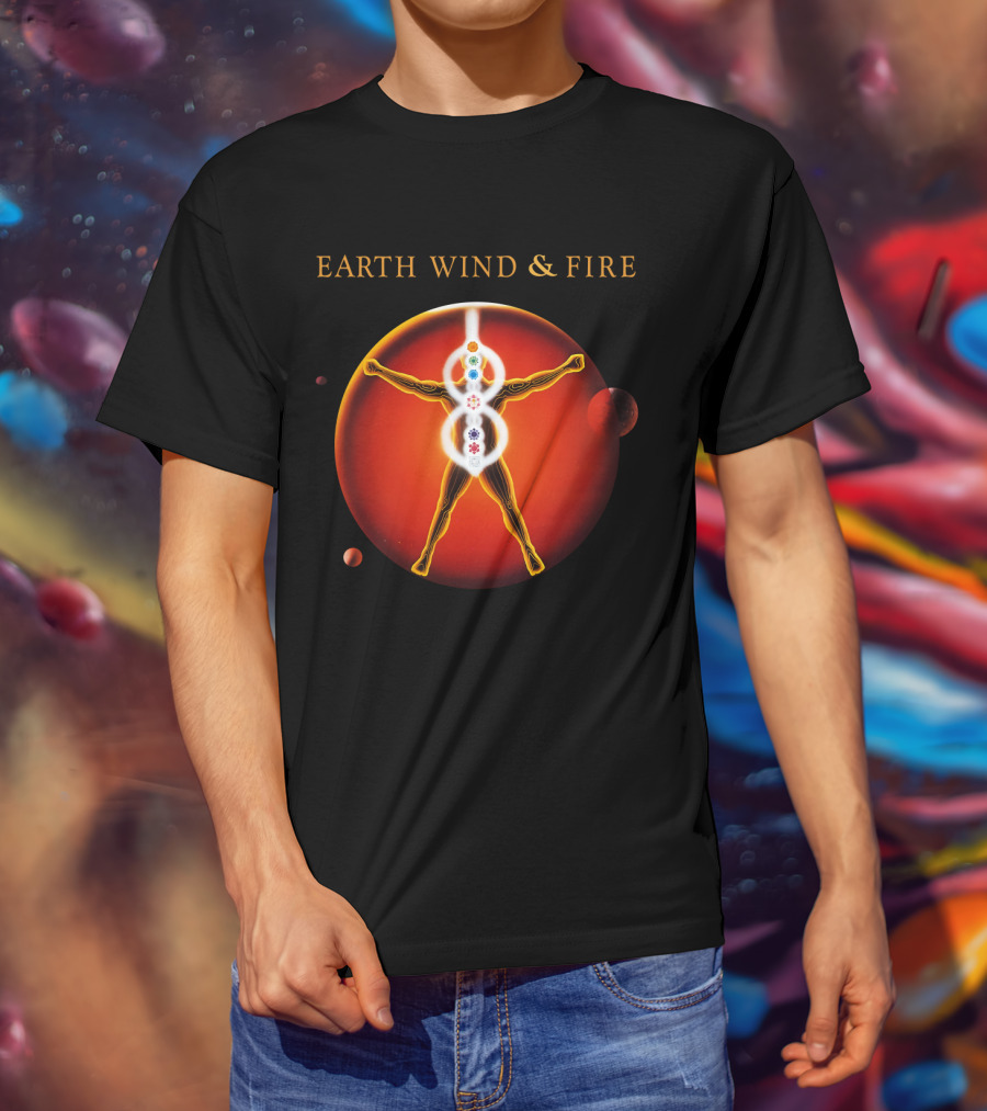 Earth Wind & Fire Ewf Human Chakra On Planet Red T-Shirt
