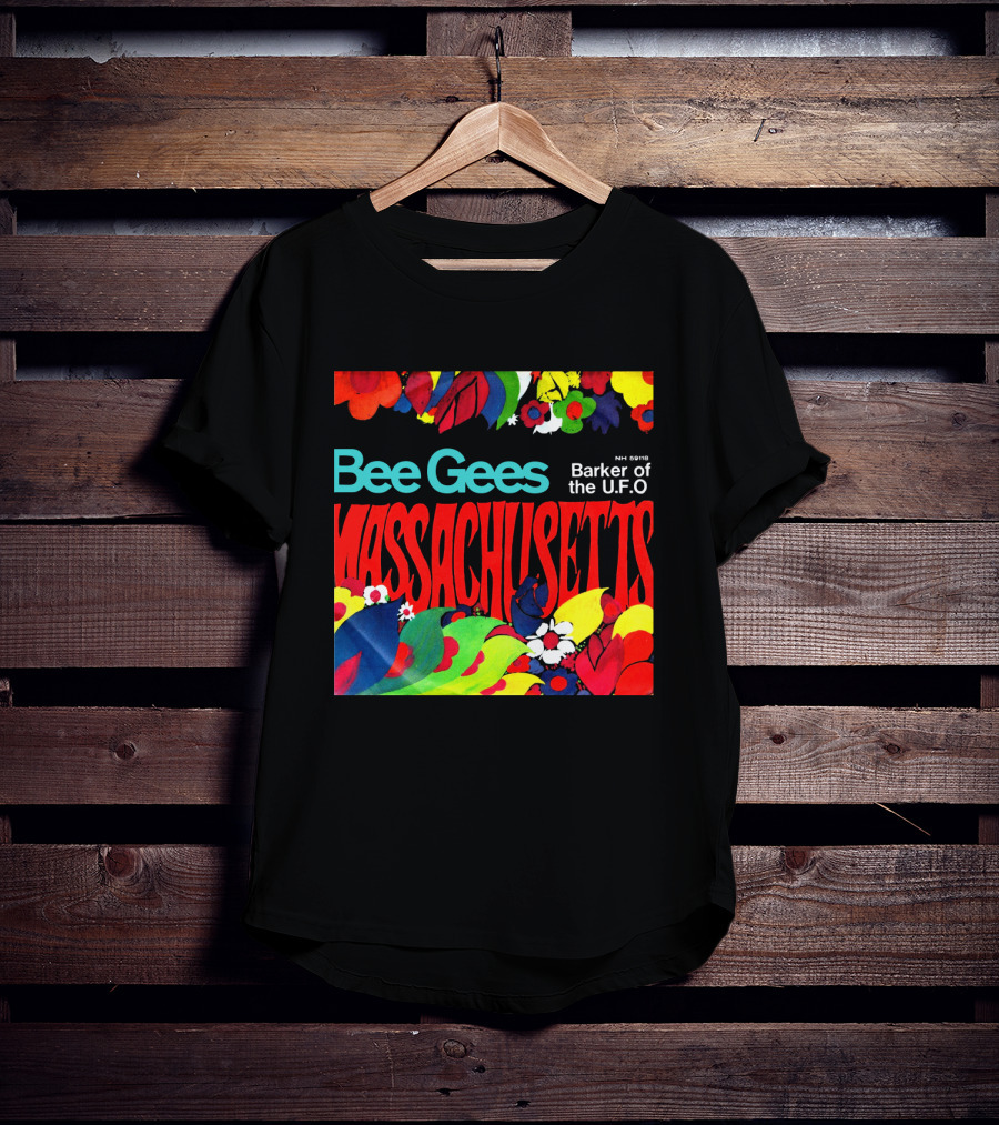 Bee Gees Massachusetts Barker Of The U.f.o. Floral Psychedelic Theme T-Shirt