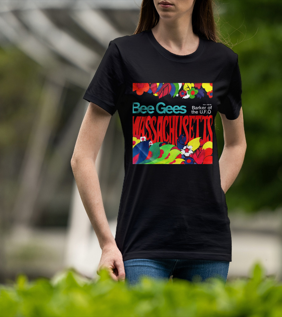 Bee Gees Massachusetts Barker Of The U.f.o. Floral Psychedelic Theme T-Shirt