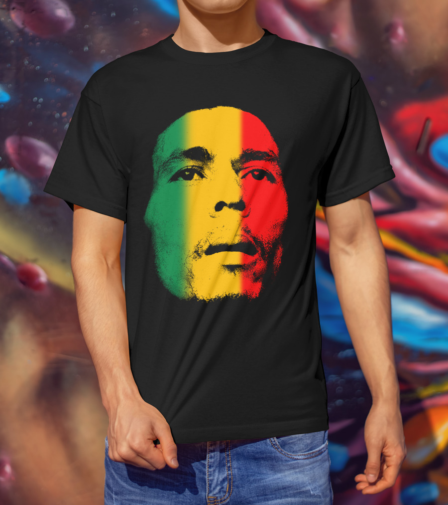 Bml Rasta Face Green Yellow Red T-Shirt