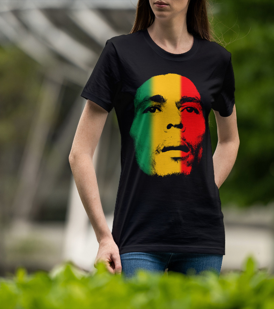 Bml Rasta Face Green Yellow Red T-Shirt