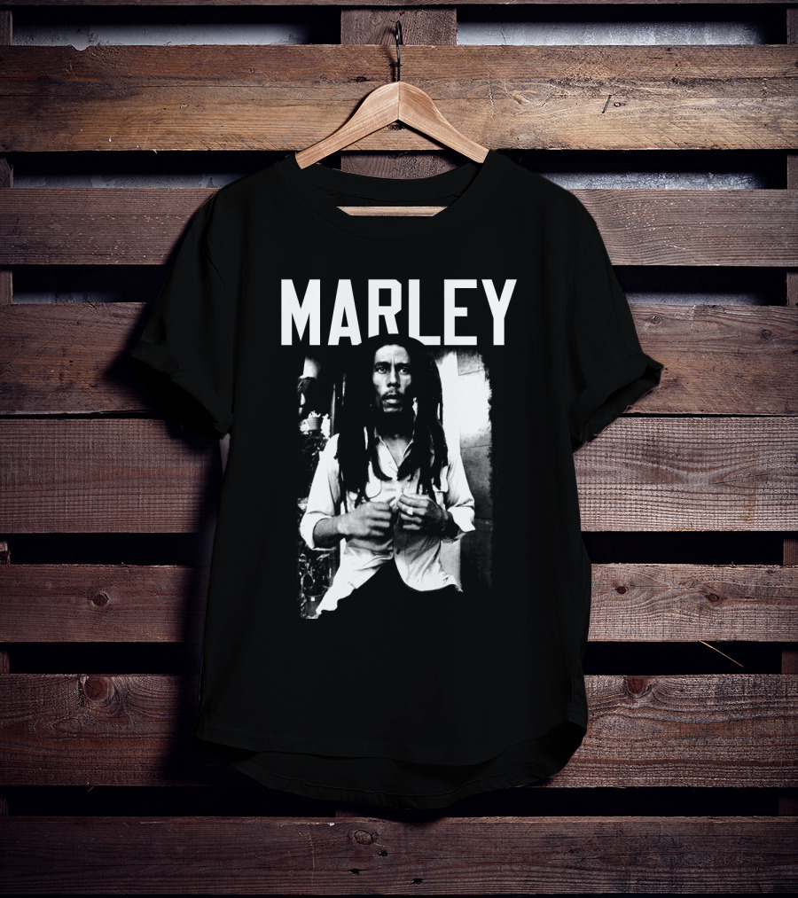 Marley Reggae Legend Iconic Portrait Black And White T-Shirt