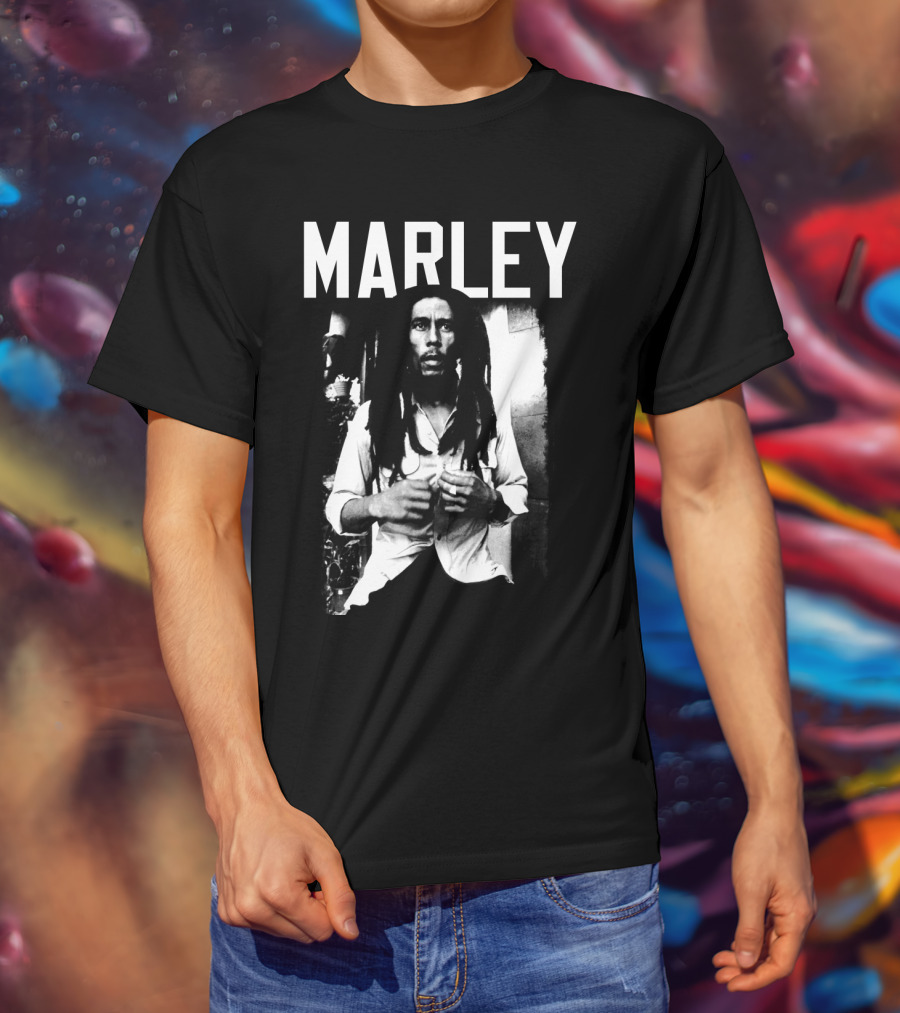 Marley Reggae Legend Iconic Portrait Black And White T-Shirt