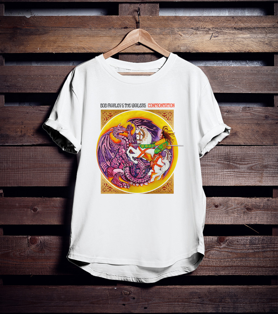 Bob Marley And The Wailers Confrontation Album Cover Dragon And Knight T-Shirt