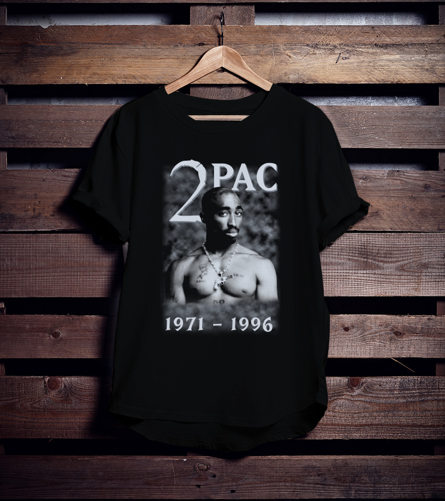 2Pac 1971-1996 Tribute Featuring Iconic Black And White T-Shirt