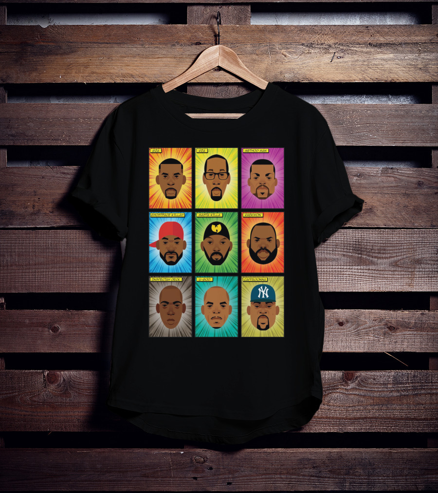 Wu-Tang Clan Gza Rza Method Man Ghostface Killah Masta Killa Raekwon Inspectah Deck U-God Cappadonna Portraits T-Shirt