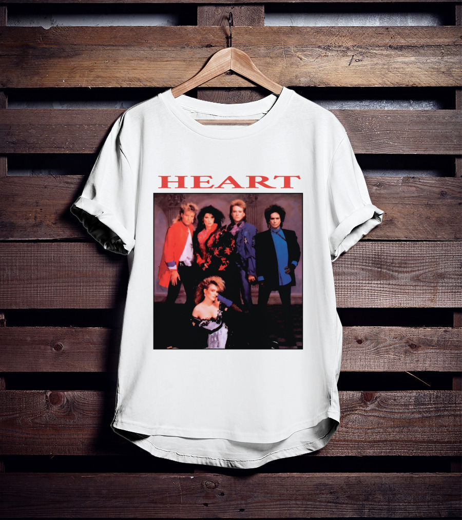 Heart Band Group Photo With Bold Red T-Shirt