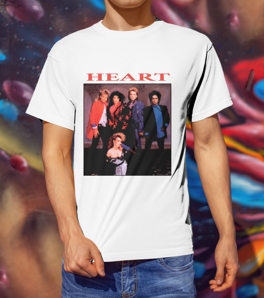 Heart Band Group Photo With Bold Red T-Shirt