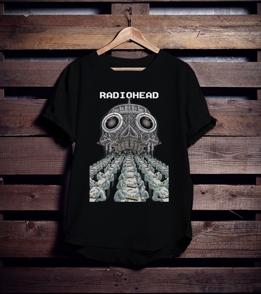 Radiohead Skull Factory Assembly Line Art T-Shirt