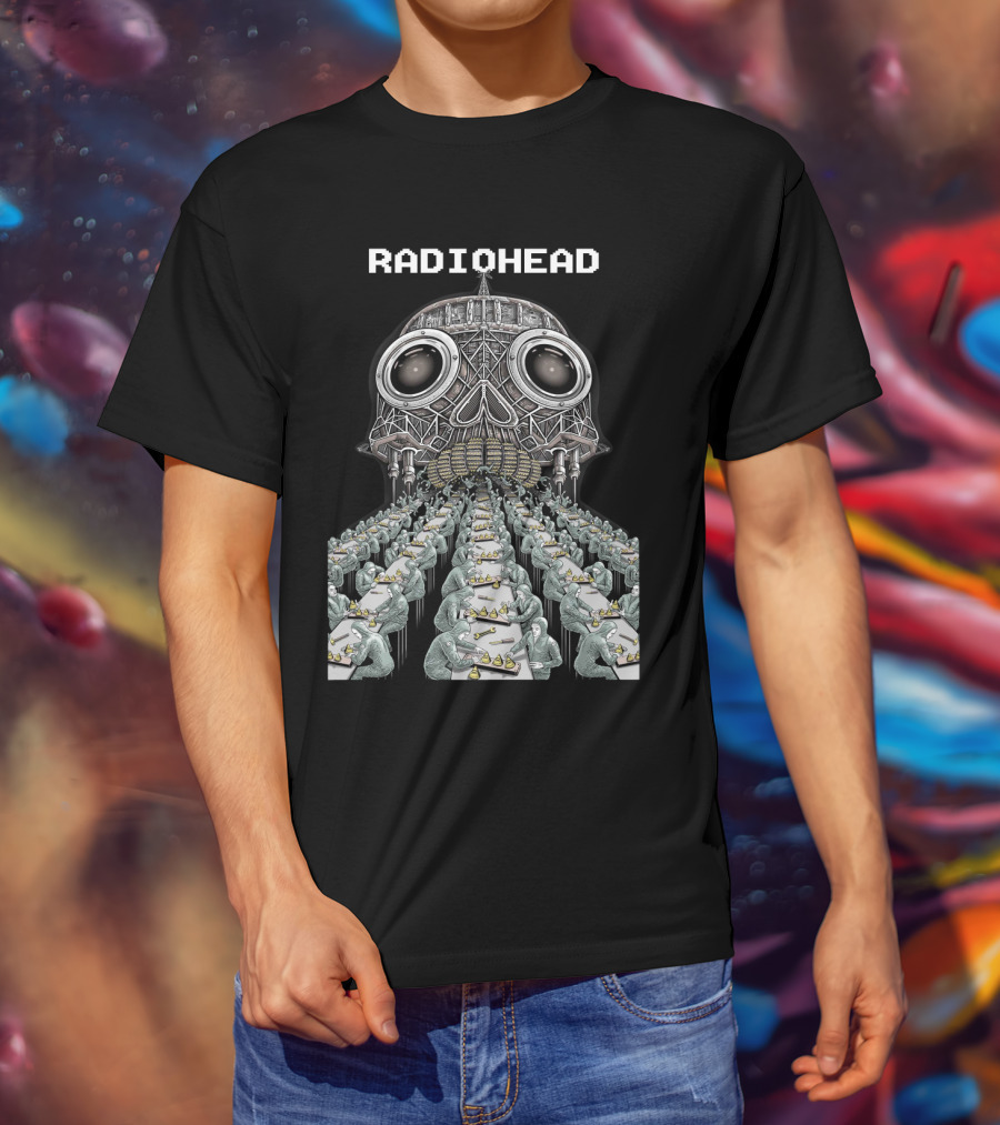 Radiohead Skull Factory Assembly Line Art T-Shirt